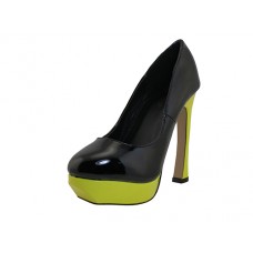 PRETTY-Bk - Wholesale Women's "Mixx Shuz" High Heel Pump Bride Shoe  (*Black/Yellow 2 Tone Color)